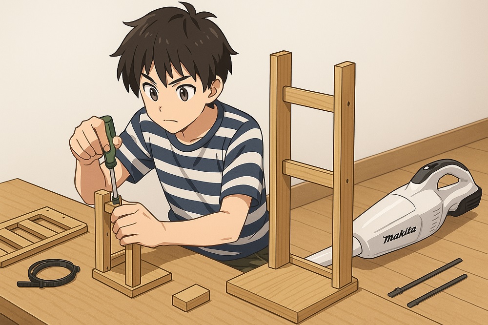 100均グッズで簡単にマキタ掃除機スタンドをDIY