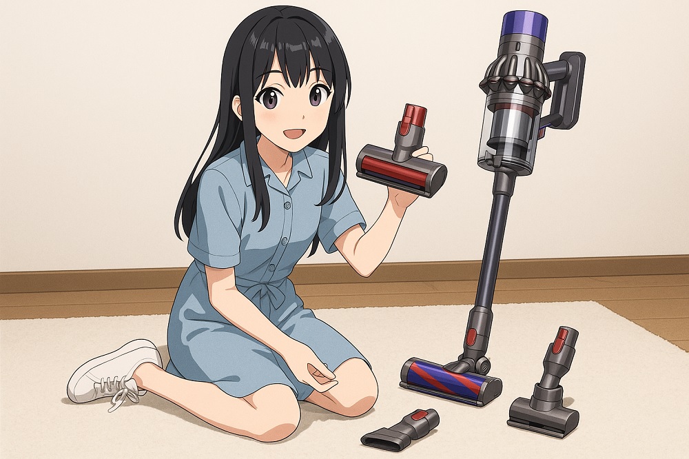 髪の毛が絡まないダイソン掃除機のヘッドやアタッチメント