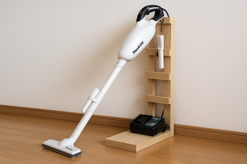 マキタ掃除機のスタンドを自作しておしゃれ収納