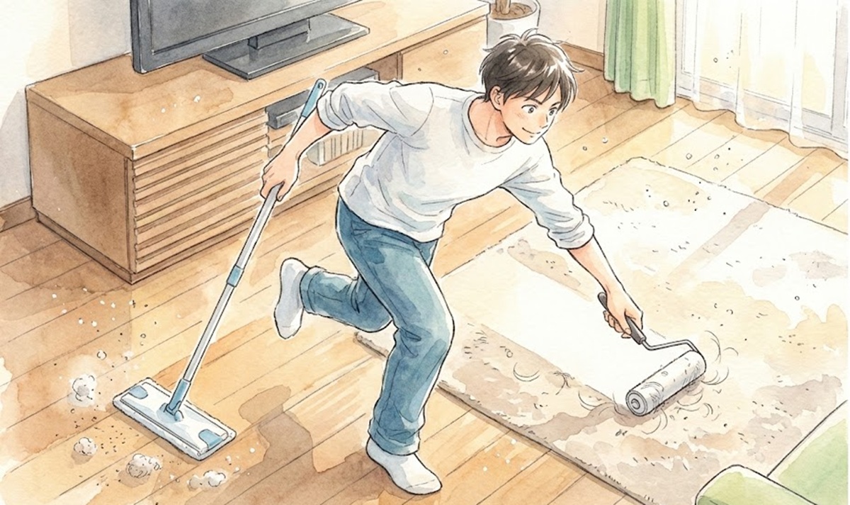 クイックルワイパーとコロコロの併用で掃除の効率を最大化