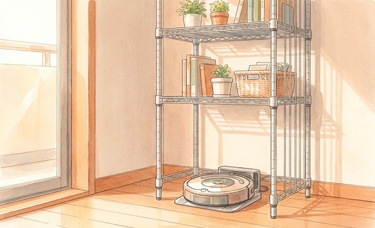 ロボット掃除機の基地をダイソーのラックで作る