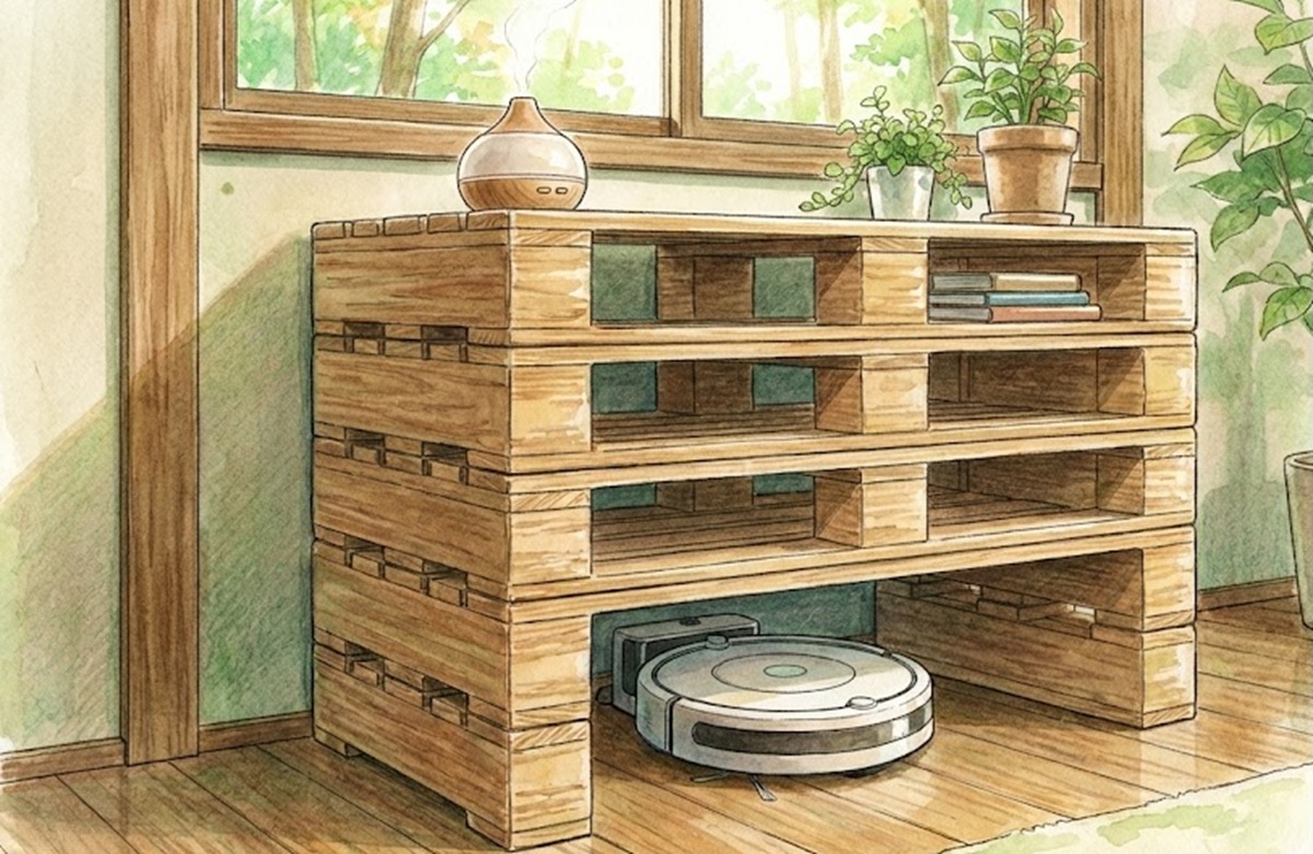 すのこを活用してロボット掃除機置き場をおしゃれに