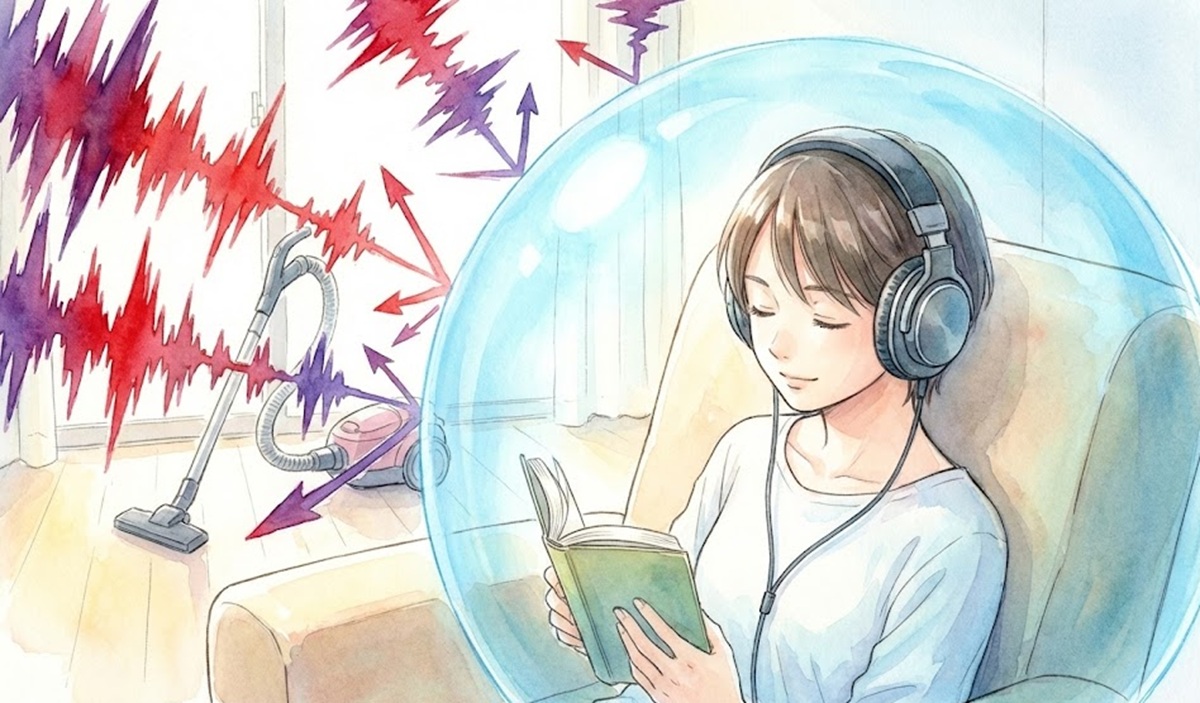 イヤホンのノイズキャンセリングで掃除機の音を物理的に遮断