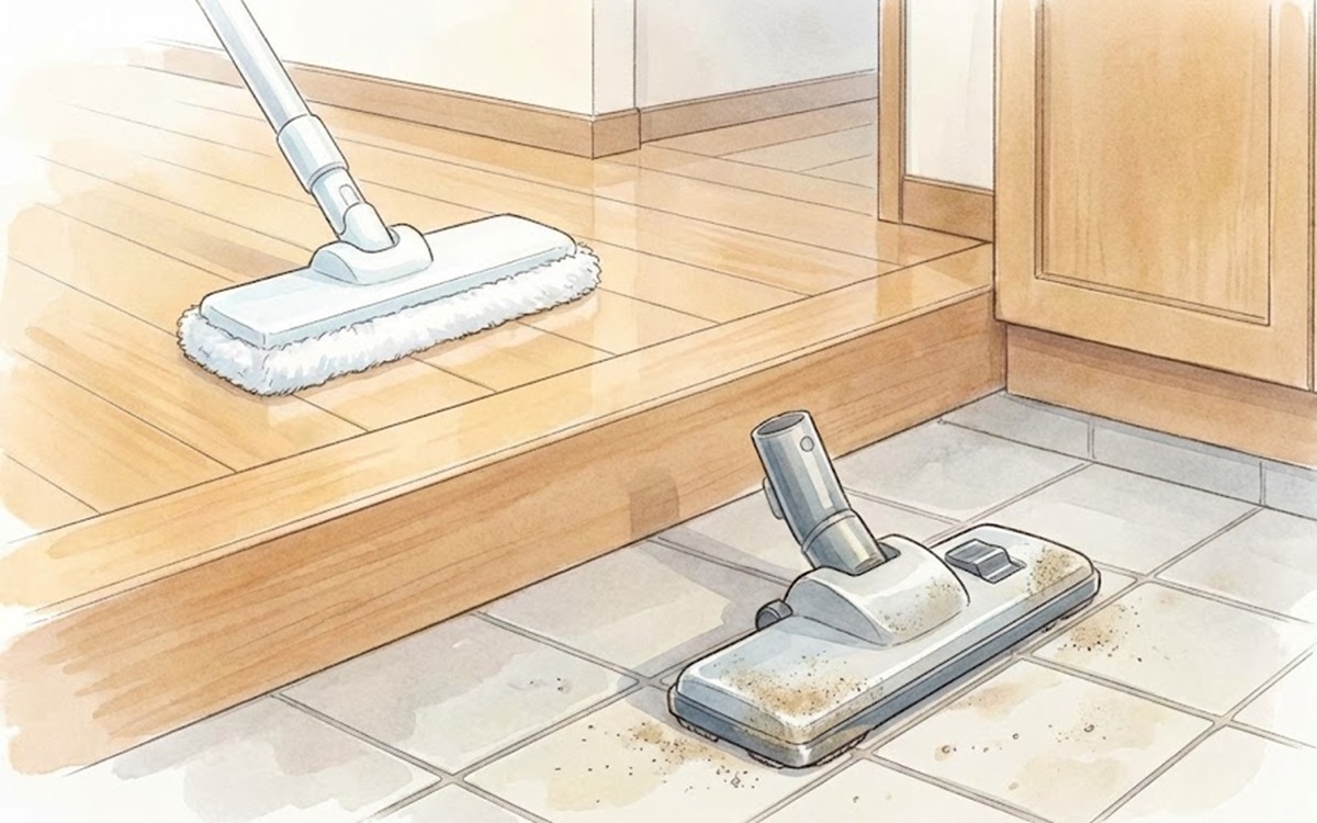 室内用と玄関用で掃除機のヘッドを使い分ける