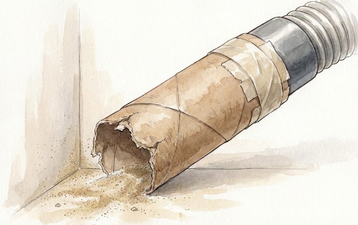 掃除機ノズルをトイレットペーパーの芯で代用する