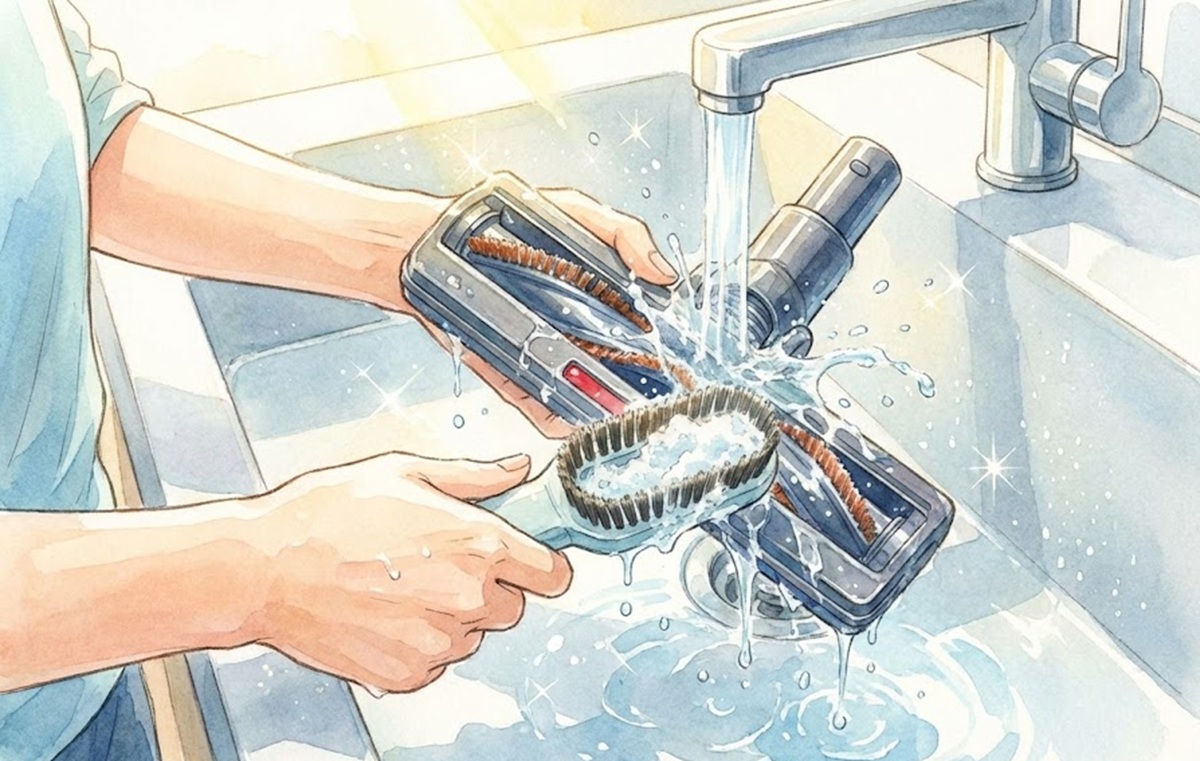 汚れた掃除機ヘッドの水洗いとメンテナンス方法
