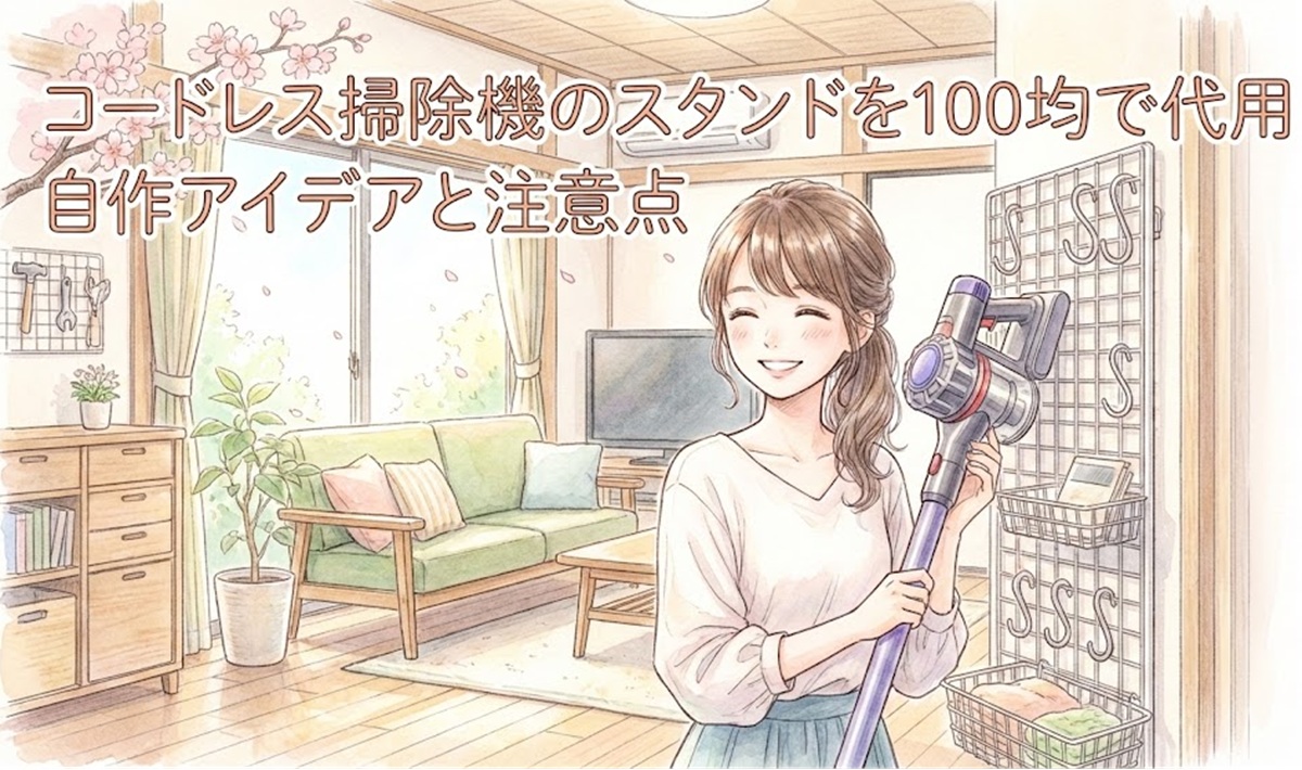 コードレス掃除機のスタンドを100均で代用！自作アイデアと注意点